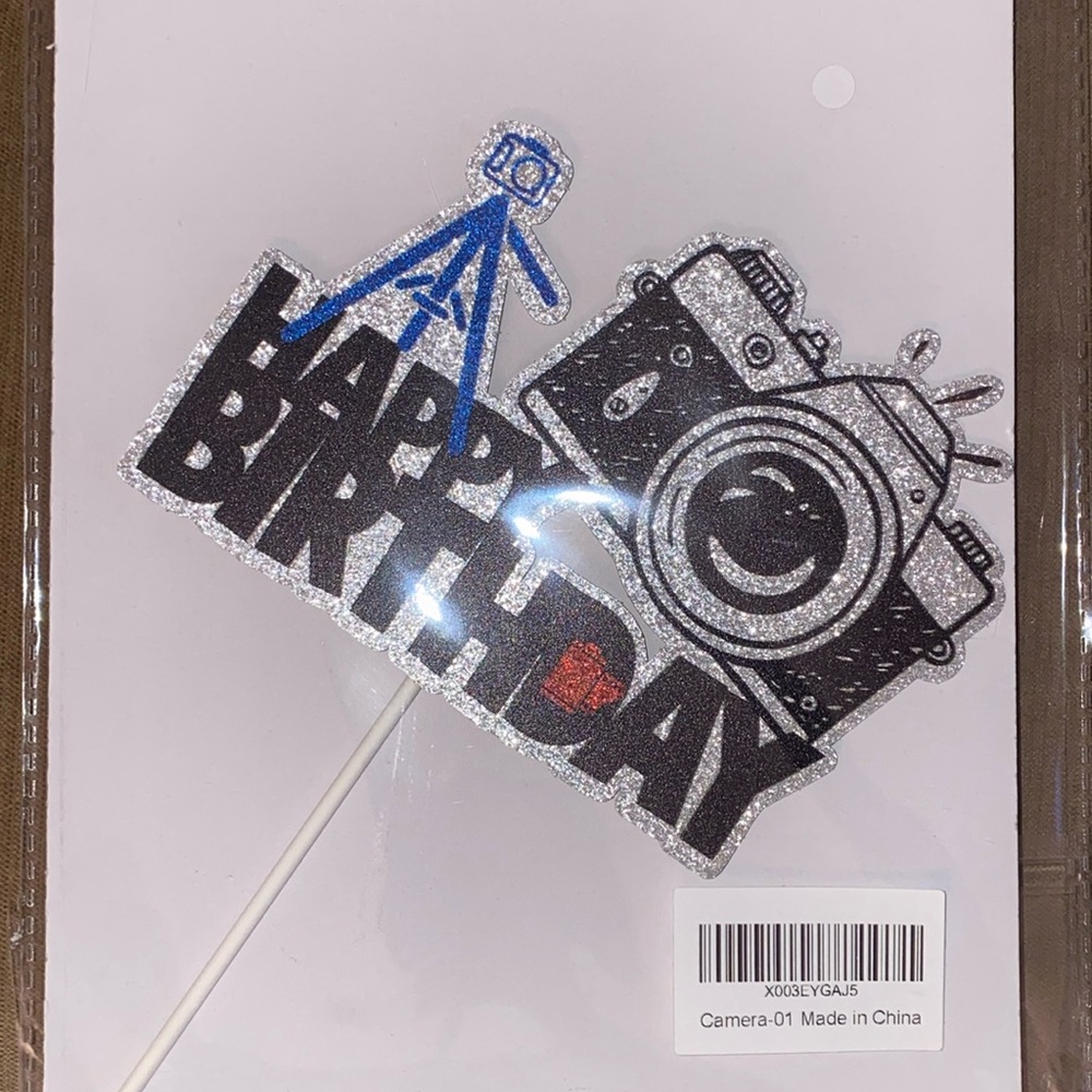 Happy birthday camera cake topper